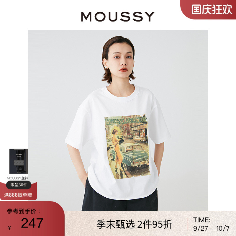 MOUSSY美式复古海报印花短袖T恤