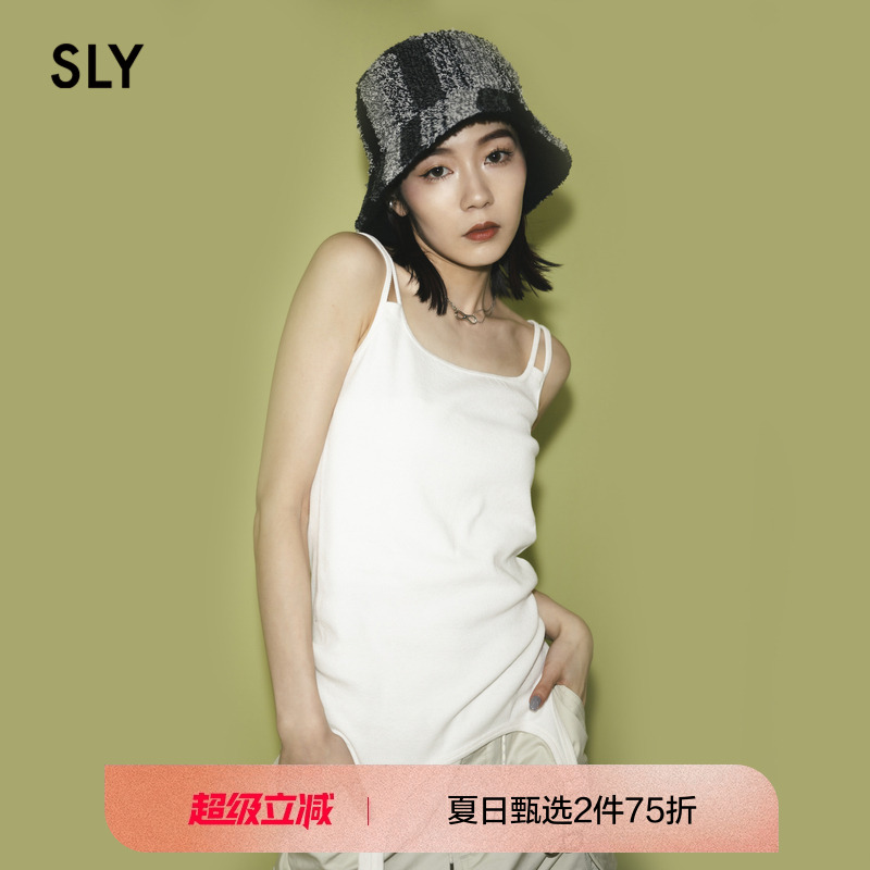 sly双肩带泳衣式甜辣风修身吊带