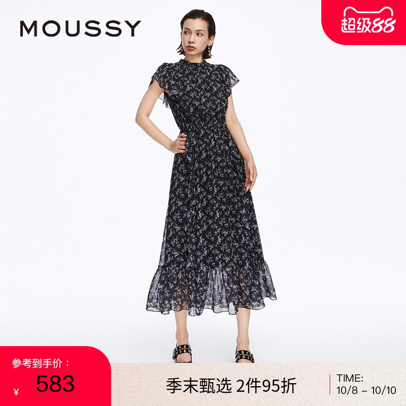 moussy法式度假风碎花连衣裙