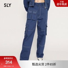 SLY 夏季新品设计感口袋工装裤缝线直筒休闲裤030HSZ31-1260