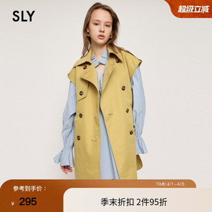 风衣030GSA30 1100 通勤休闲双排扣附腰带马甲无袖 SLY夏季