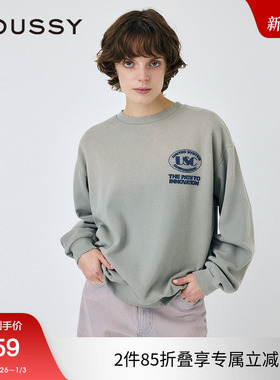 MOUSSY 2025春季新品创新之路宽松圆领做旧套头卫衣010ISL90-0871