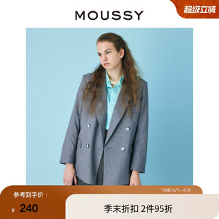 MOUSSY 深v戗驳领双排扣西装 外套女010GSH30 0400 夏季