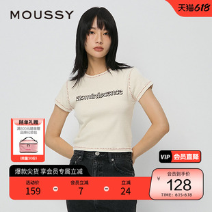 moussy 春季哥特风格字母印花短款T恤上衣010HAQ90-5001