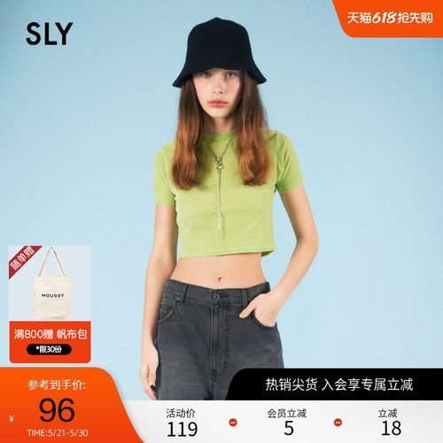 sly丝绒短款修身复古简约短袖T恤