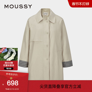MOUSSY 春季英伦通勤宽松短款风衣外套女028ISX30-2841