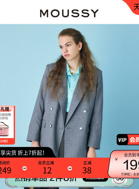 MOUSSY 夏季深v戗驳领双排扣西装外套女010GSH30-0400