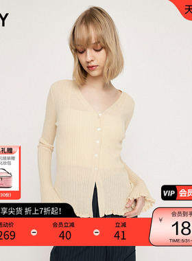 SLY 夏季简约通勤风多色花边针织开衫上衣038HSL70-3480