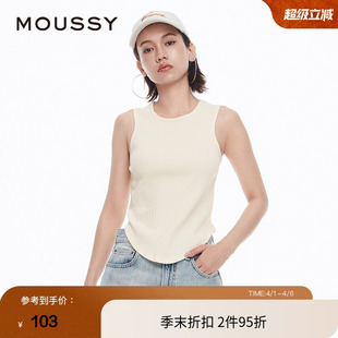 moussy 简约通勤风弧形下摆针织衫 背心028HAA80 1831 夏季