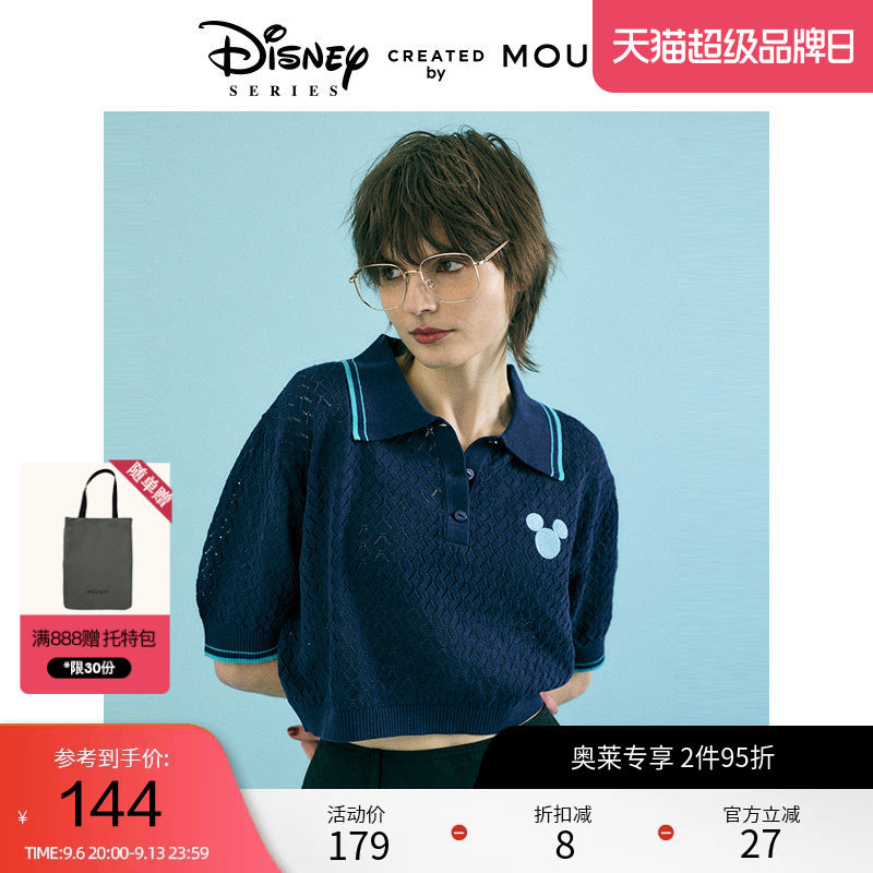 MOUSSY米奇刺绣POLO针织上衣图片