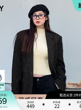 【THROW】SLY 复古学院风简约宽肩大廓形西装外套女030GA030-2300