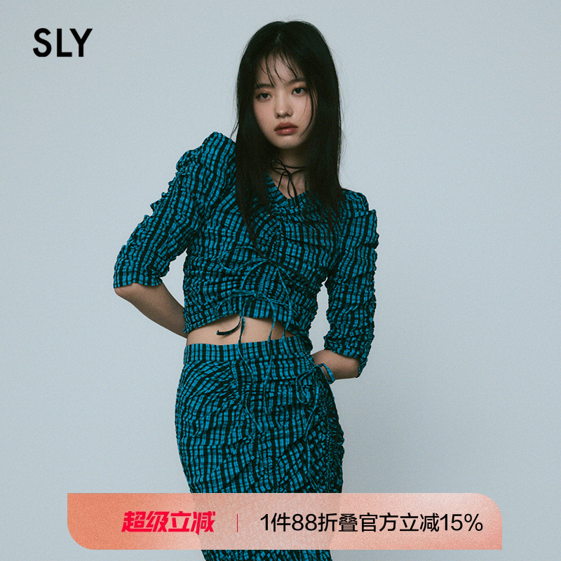 SLY复古日杂风格纹捏褶衬衫