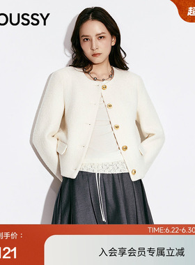 MOUSSY 2026早春新品优雅复古风圆领毛呢短外套女028JSB30-1037