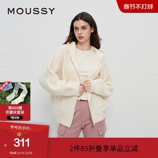 moussy 冬季复古慵懒居家毛绒针织开衫外套028HAZ70-0811