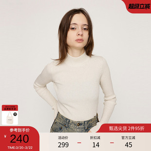 SLY 春季简约通勤风半高领修身打底针织衫030HAR70-4881