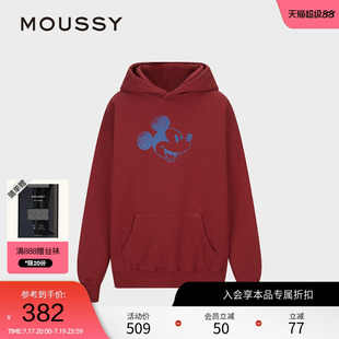 MOUSSY 春季迪士尼联名新年米奇连帽卫衣女010ISY90-3481