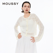 MOUSSY 夏季新品简约淑女风通勤薄款针织开衫女028HSZ70-1841