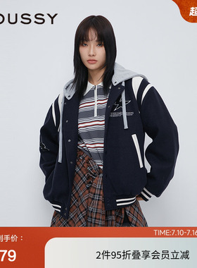 moussy 春季美式学院风假两件棒球服外套女028HAZ30-0251