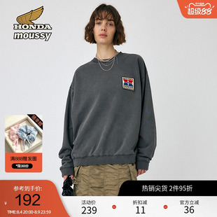 moussy x HONDA春季美式LOGO贴布圆领卫衣010HAL01-7361