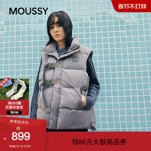 MOUSSY 秋季城市运动风绑带设计羽绒马甲女028IAC30-1084