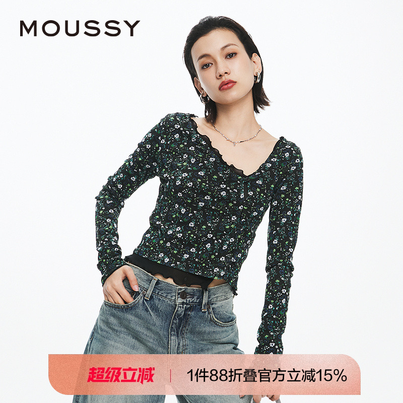 MOUSSY法式优雅淑女风针织开衫