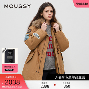moussy春季复古可拆卸贴布刺绣N3B连帽棉服028HA430-0171