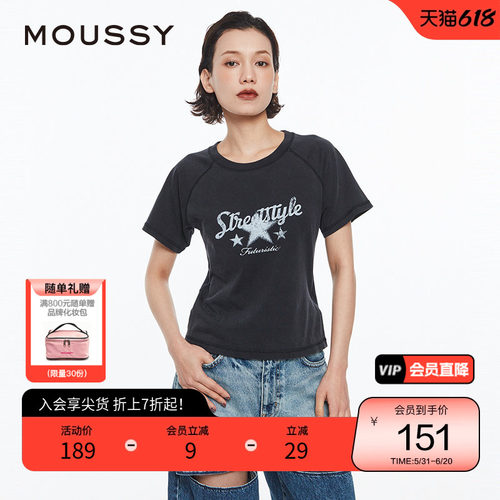 MOUSSY美式复古印花T恤