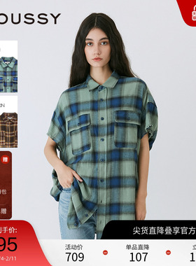 moussy 2024夏季新品美式复古风格纹衬衫女010HSB30-2741