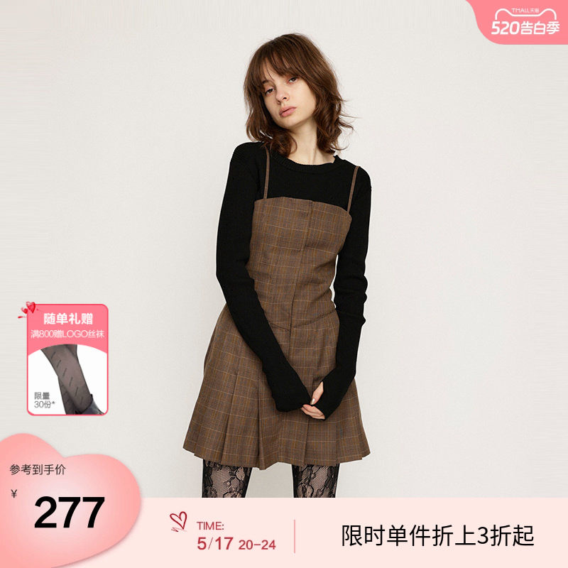 SLY 春季法式赫本风多穿法百褶吊带连衣裙030HAR33-57