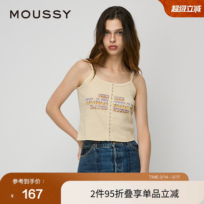 moussy 夏季摇滚风美式热辣针织吊带背心女010HAQ90-2321