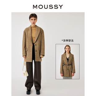 外套女010GAS30 5440 知识分子穿搭复古格纹多穿法通勤西装 MOUSSY