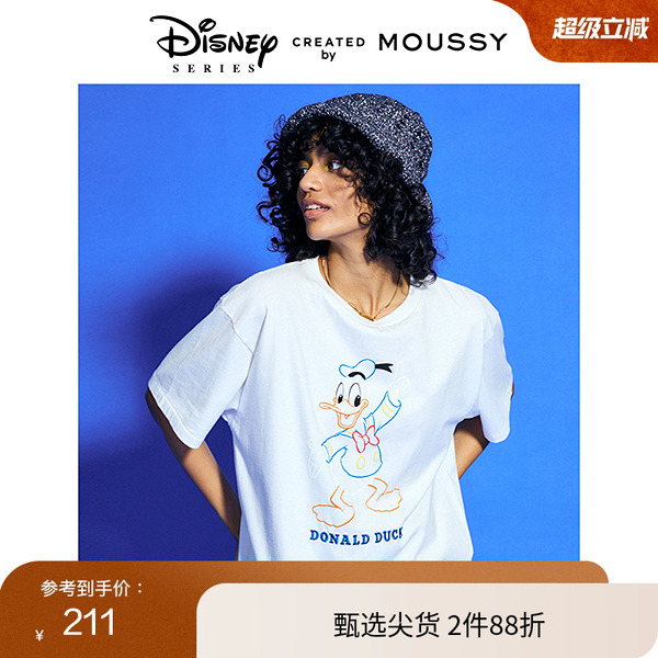 moussy俏皮唐老鸭oversizeT恤