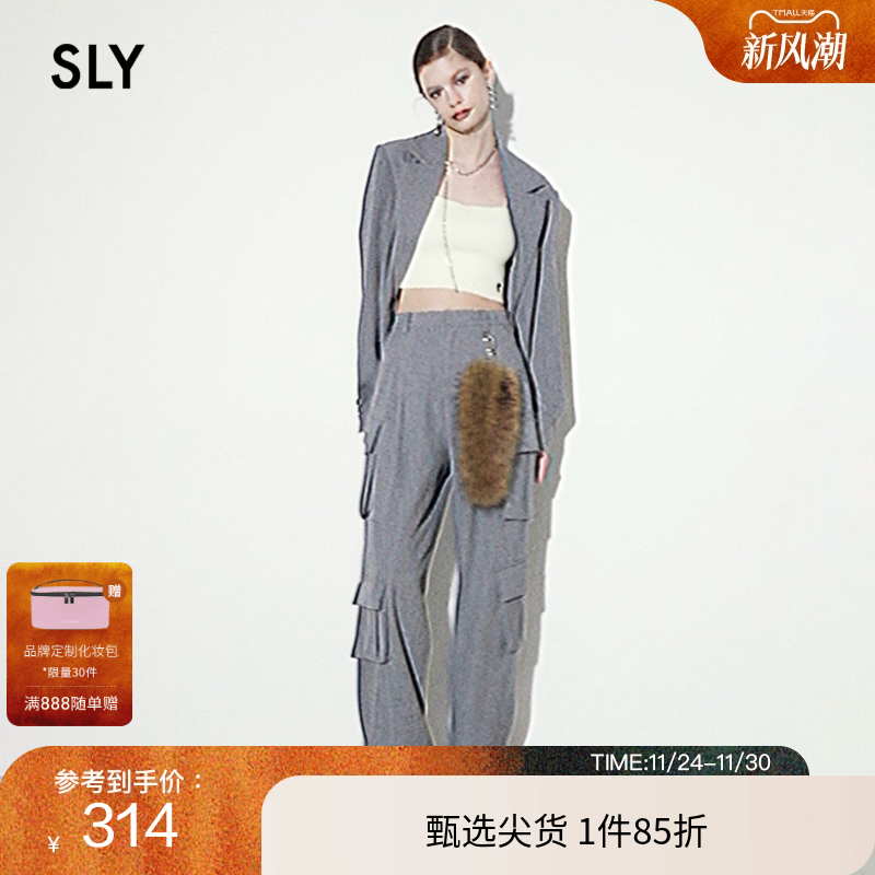 SLY 夏季新品不对称多口袋工装裤中性风休闲裤030HSR31-1380