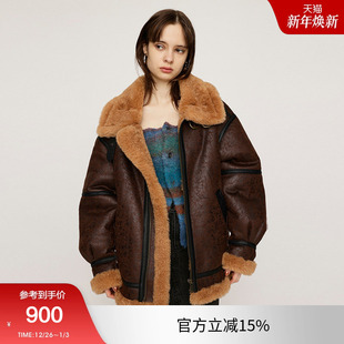 机车风大翻领夹克外套030HAY30 新品 1411 24冬季 SLY