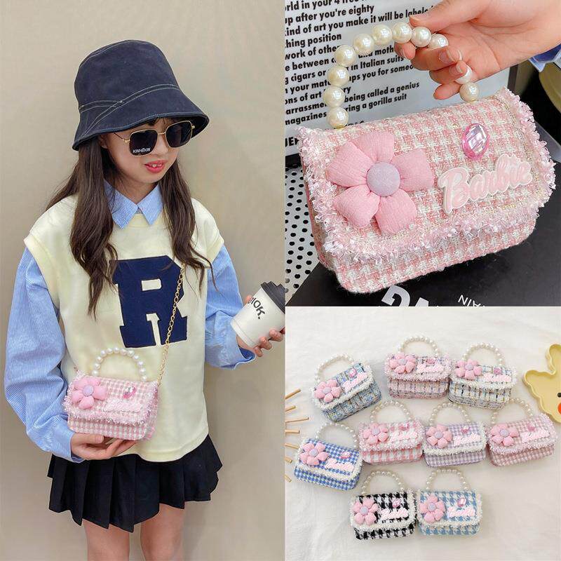 时尚新款女童包包手提包毛呢质感韩国版单肩斜挎包小香风