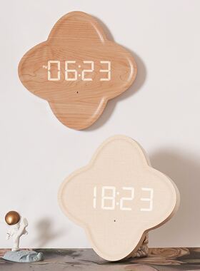 新款北欧风格LED客厅挂钟异形时钟简约花朵时钟G236定制