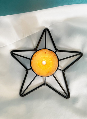 直销圣诞系列烛台铁艺摆件迷你小灯笼铁质五角星婚恋舞台道具定制