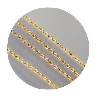 18K包金配件保色扁O字链条 链1.0/1.5mmdiy手工饰品手链串珠材料