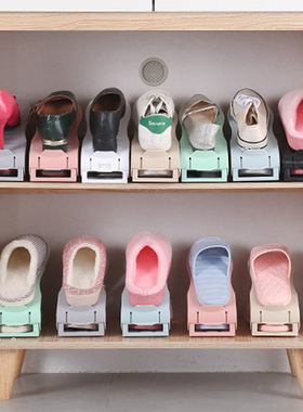 双层可调节加厚款鞋托四挡塑料黑色鞋子收纳架省空间鞋架领头王