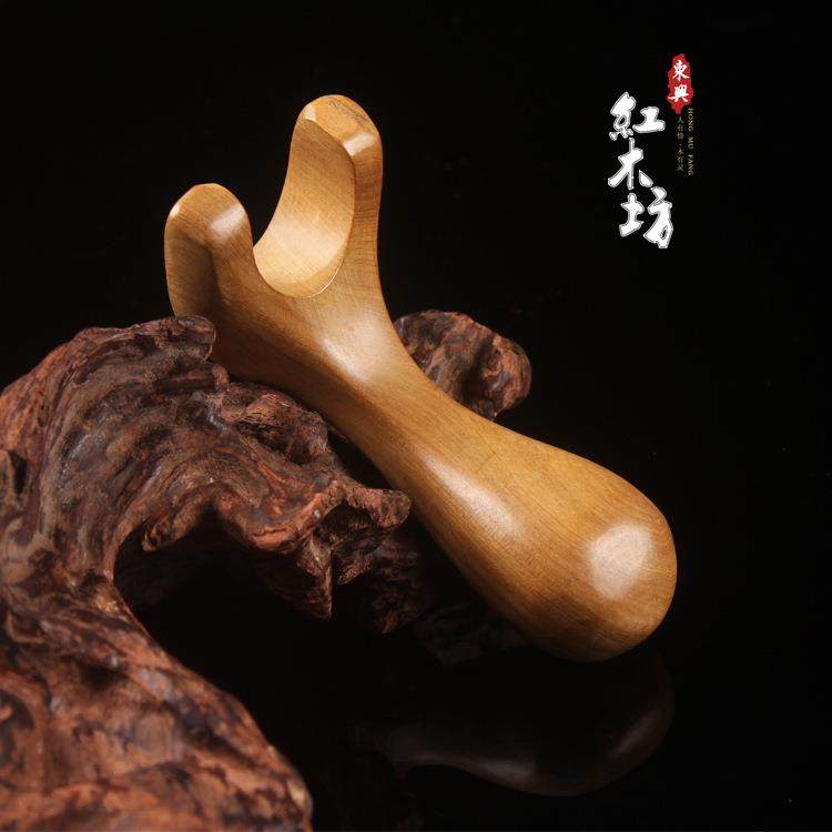 香木按摩器三丫木鼻檀香木刮痧器刮鼻刮手按摩器手把玩件