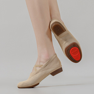 舞蹈鞋女成人室外广场芭蕾舞鞋水兵舞鞋带跟软底跳舞鞋形体练功鞋