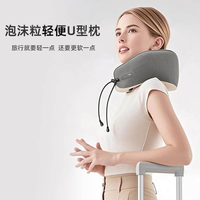 新款u型枕马卡龙色日系ins风简约透气枕泡沫颗粒便携旅行枕礼物
