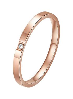 日韩时尚钛钢一粒钻戒指女 简约玫瑰金情侣对戒不锈钢指环手饰品