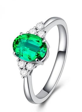 镶嵌锆石活口指环仿真天然碧玺彩色宝石开口可调节戒指女