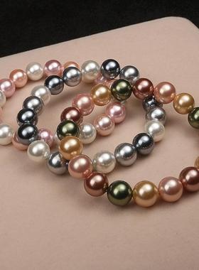 时尚贝壳珍珠手串简约混彩色贝珠手链女款手链百搭送女友现货