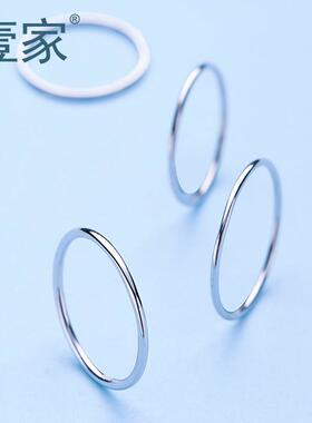 S925银戒指女戒1.2mm光面光圈细戒指日韩手饰品银指环指圈尾戒