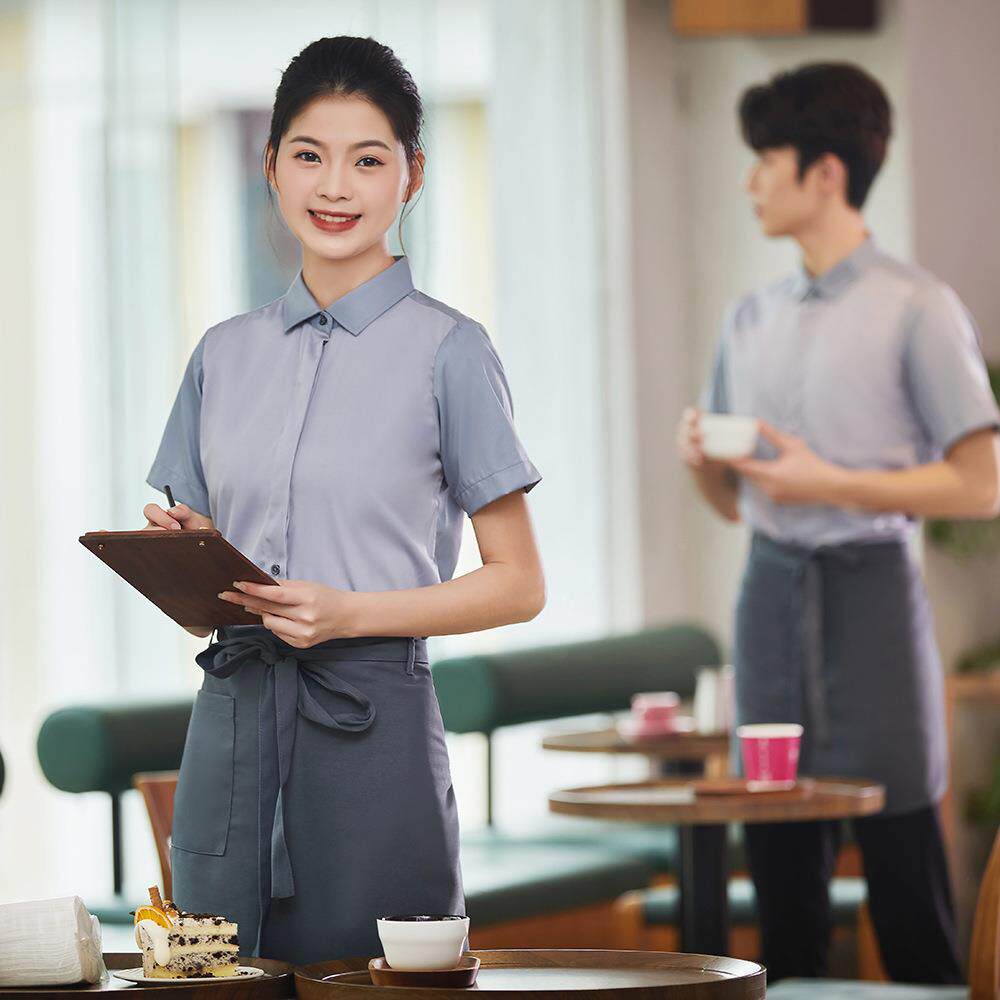 奶茶店工作服夏装餐饮咖啡厅蛋糕店服装西餐厅服务员甜品店女短袖