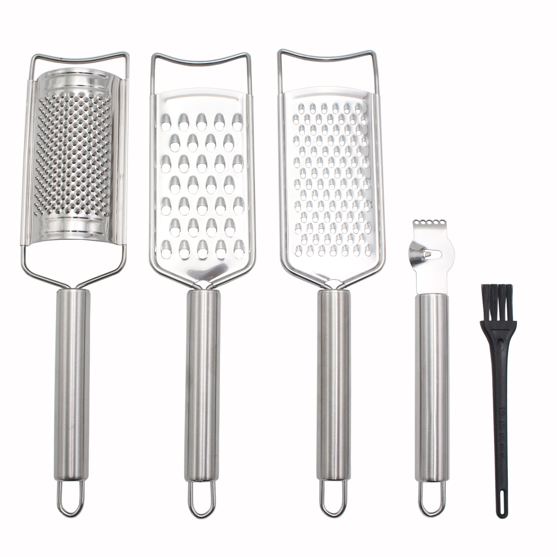 不锈钢芝士刨5件套奶酪刨丝器手持式厨房刨柠檬刨姜丝刨清洁刷