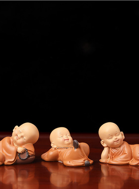 网红创意小和尚办公桌家居摆件慧能和尚树脂工艺品办公桌茶桌装饰