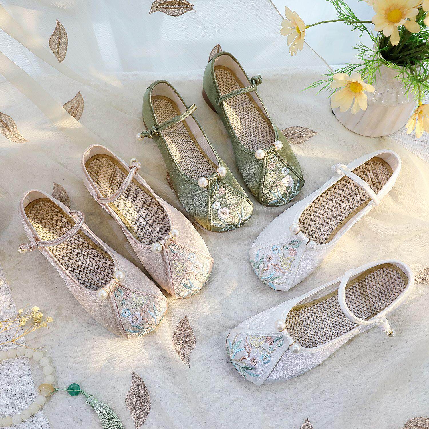 玉环 2027年新款低跟搭配旗袍汉服鞋民族风单鞋绣花鞋礼物